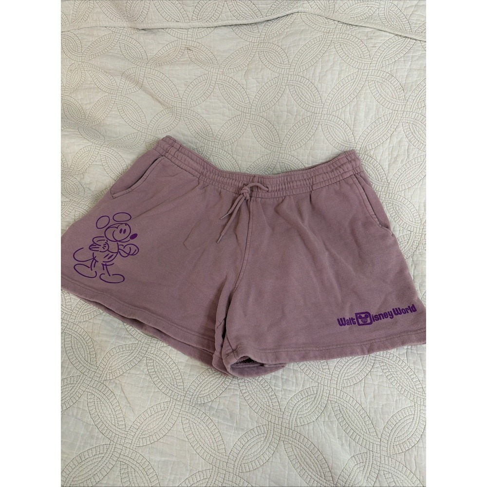 Walt Disney World Mickey Mouse Lilac Purple Shorts Elastic Waistband Size XL EUC